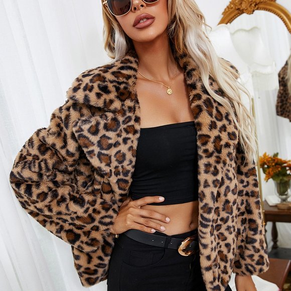 Leopard Print Jacket Womens Faux Fur Leopard Print Teddy - Picture 3 of 16